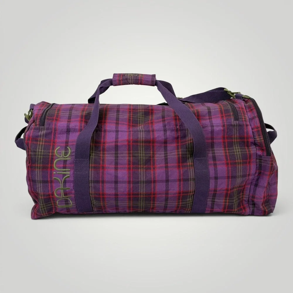 Dakine EQ Large Duffel Bag 26 Purple Plaid Travel Gym Overnight Bag